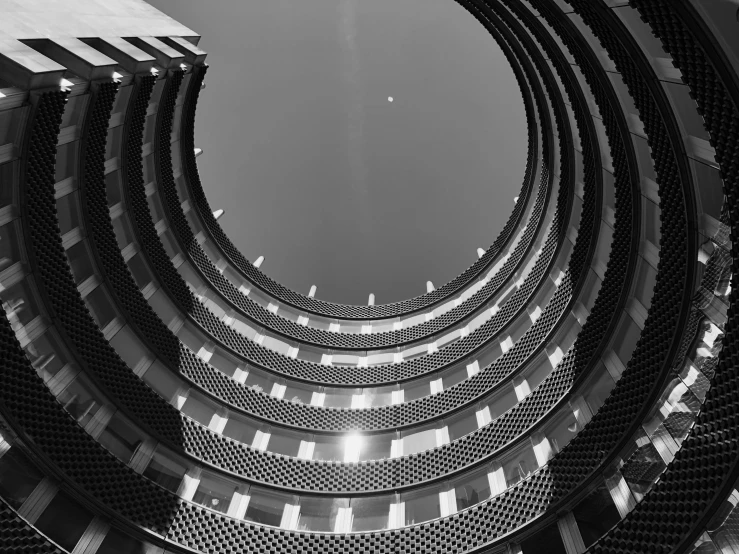 the view up inside of a multistory building in germany