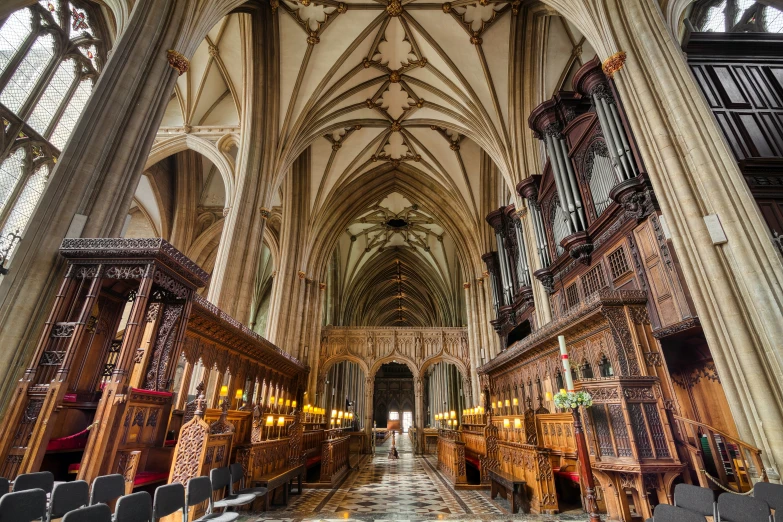 a large cathedral with stained glass windows