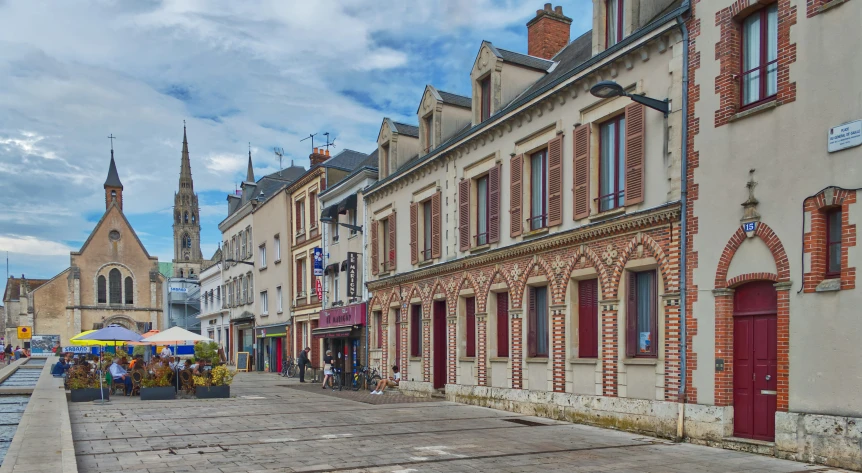 a street that has various types of buildings on it