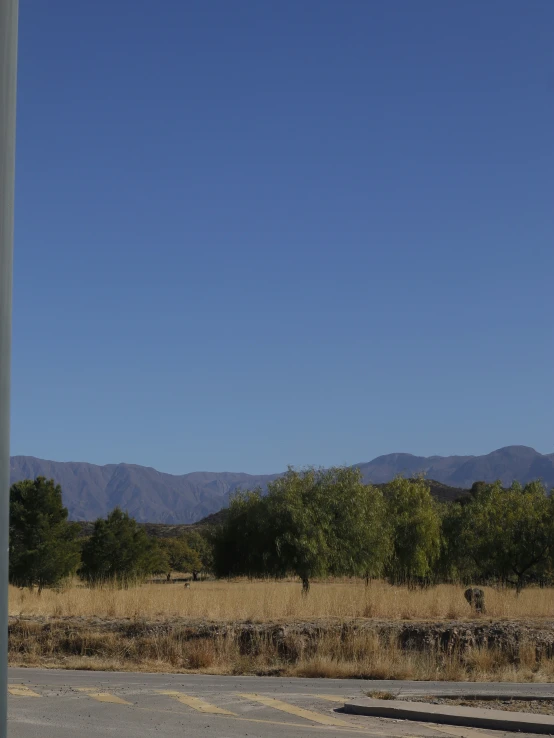 a po of an empty highway with mountains in the distance