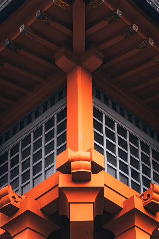 orange architectural details of a building in the daytime