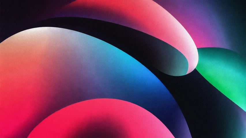 colorful curved shapes are featured in this abstract art