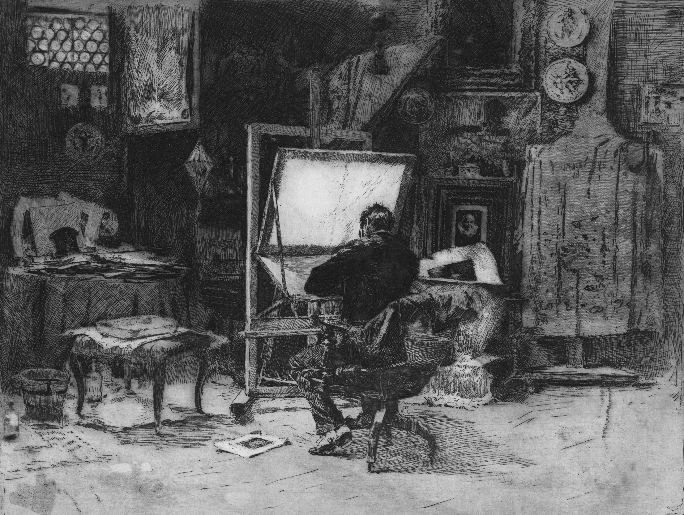a drawing of people sitting in front of an old television