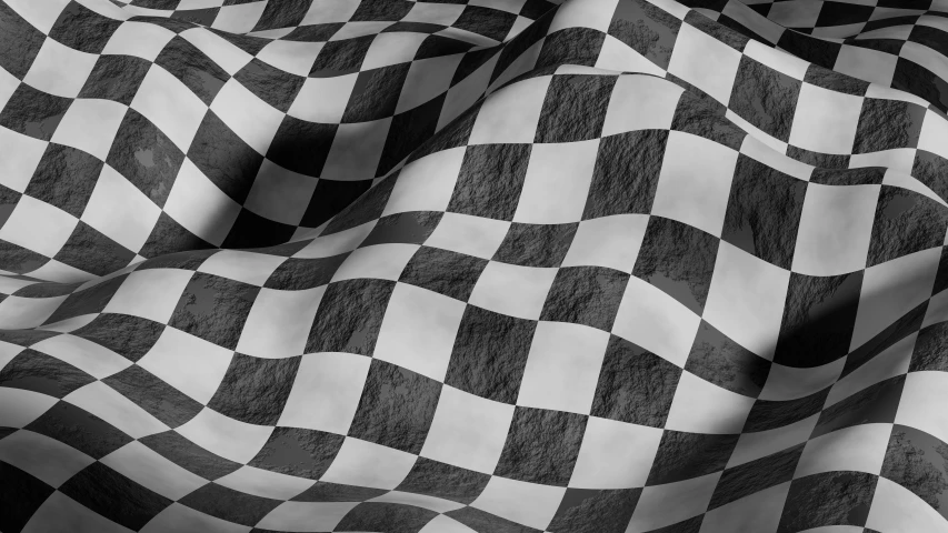 a white and black checkered fabric is covering the image