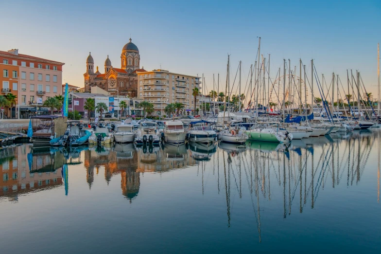 the beautiful marina in la mada is full of boats