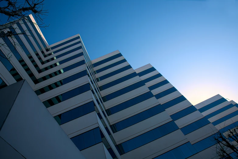 the view from the ground up into two office buildings