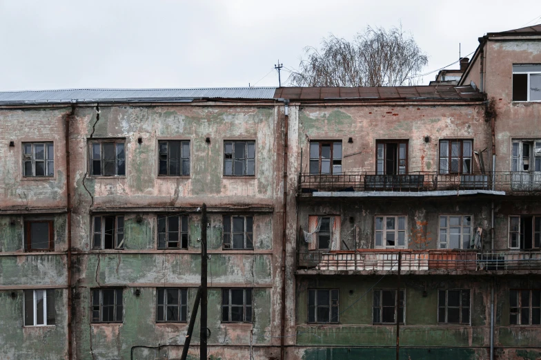 a building that is very old and dirty