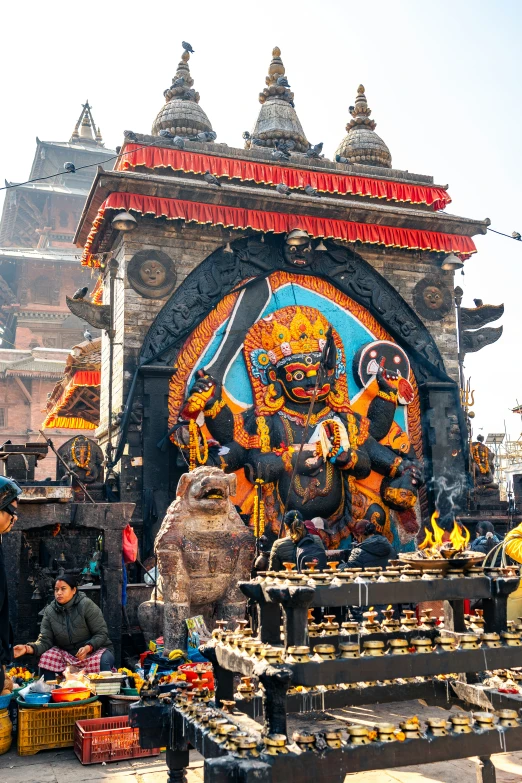 a huge decorated ganeshi on a street