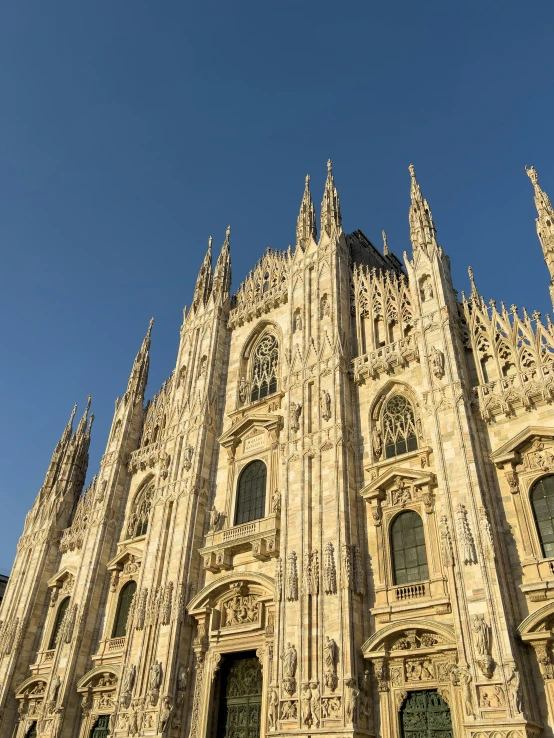 cathedral under clear blue skies with no clouds