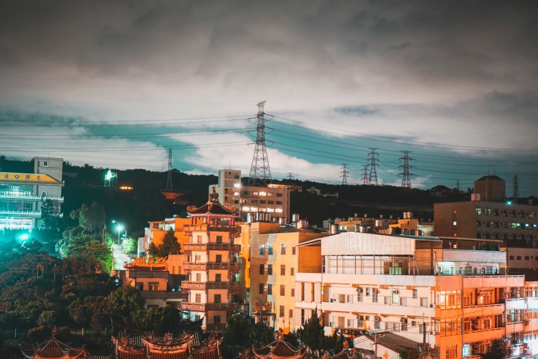 city view with power lines in the background