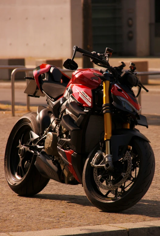 a very nice looking motorcycle on the street