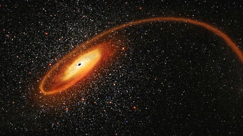 a satellite image of a black hole in the sky with stars