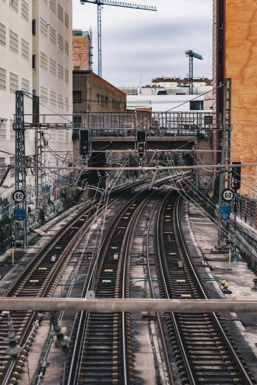 a train track that is running very straight