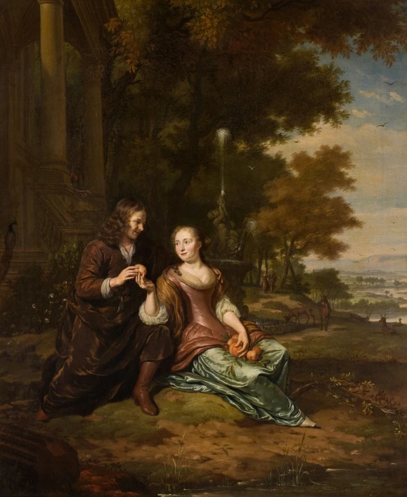 the woman in the painting is holding a cat