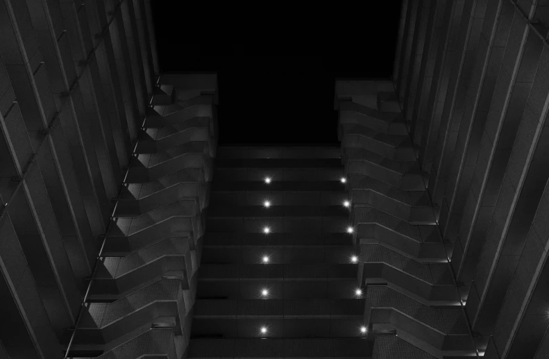 a black and white po of some stairs