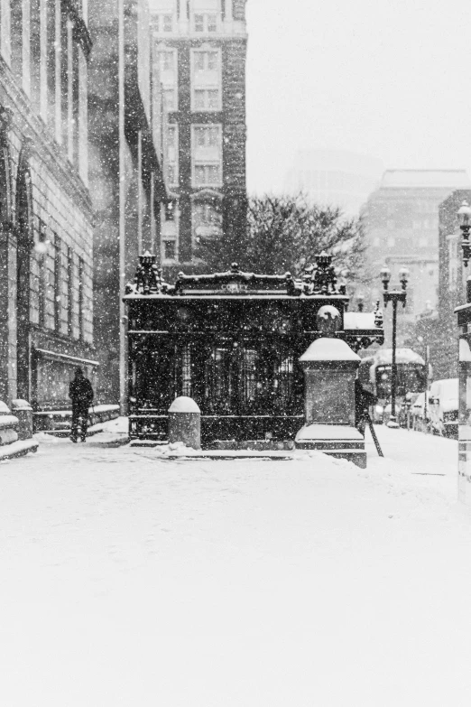 a person is walking on the snow in the winter