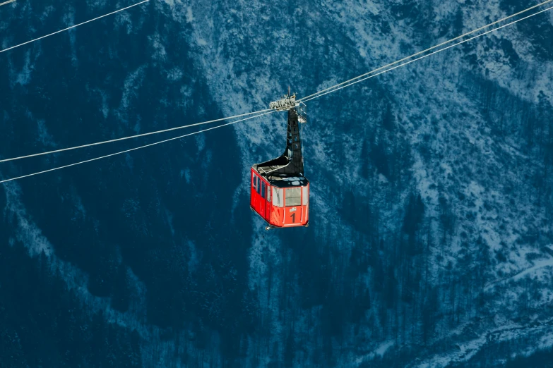 an aerial view of some wires, and a cable