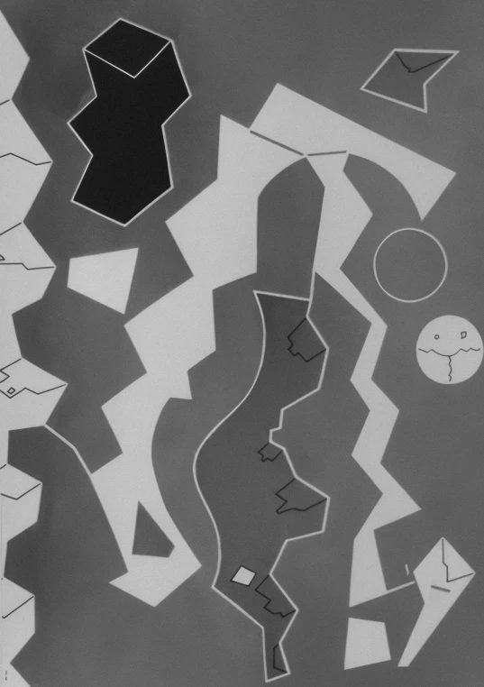 a black and white image of abstract geometric shapes