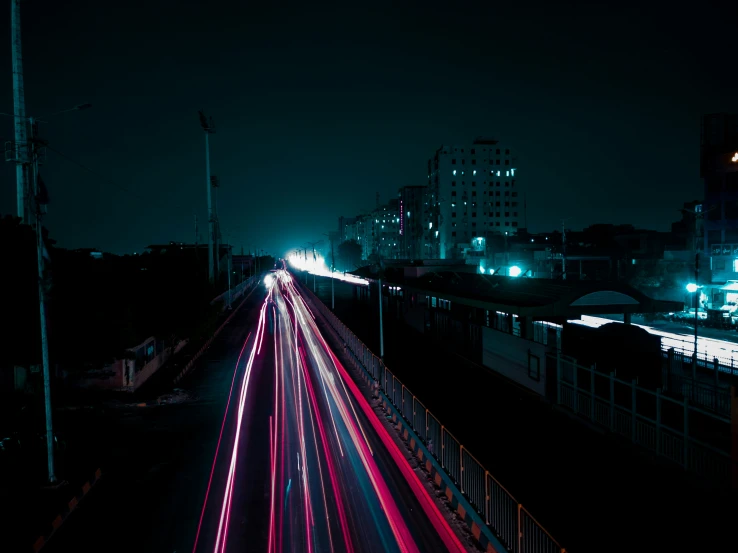 long exposure s of city traffic at night