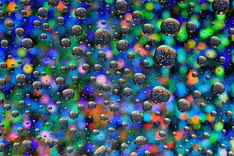 an image of bubbles in the rain with blue and orange background