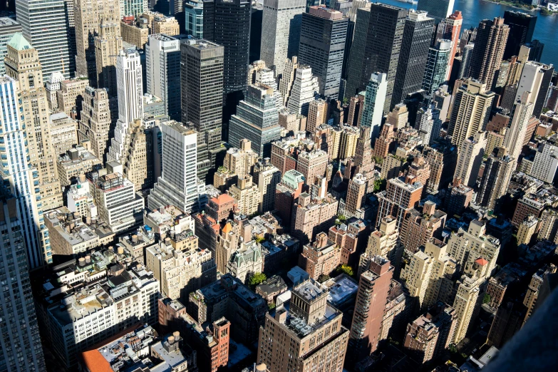 this is an aerial view from a helicopter of new york city
