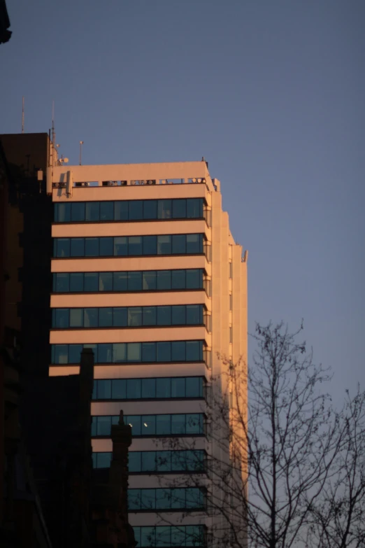 building with the light on in the window