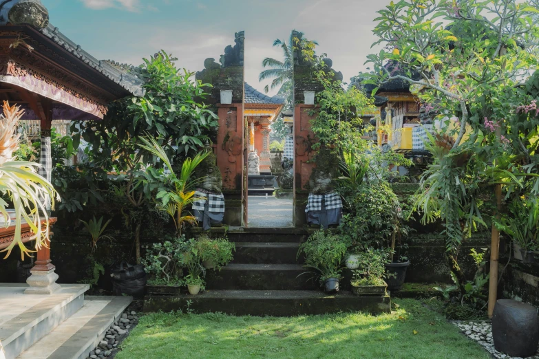 the house is outside and it has stairs to reach to its outside