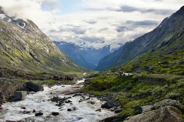 the water in this river is flowing down the side of mountains