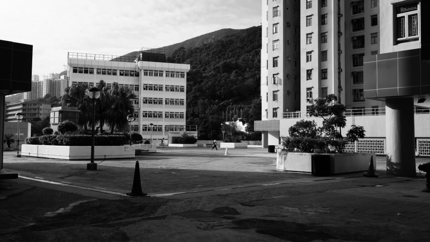 the small courtyard of a public building in the city