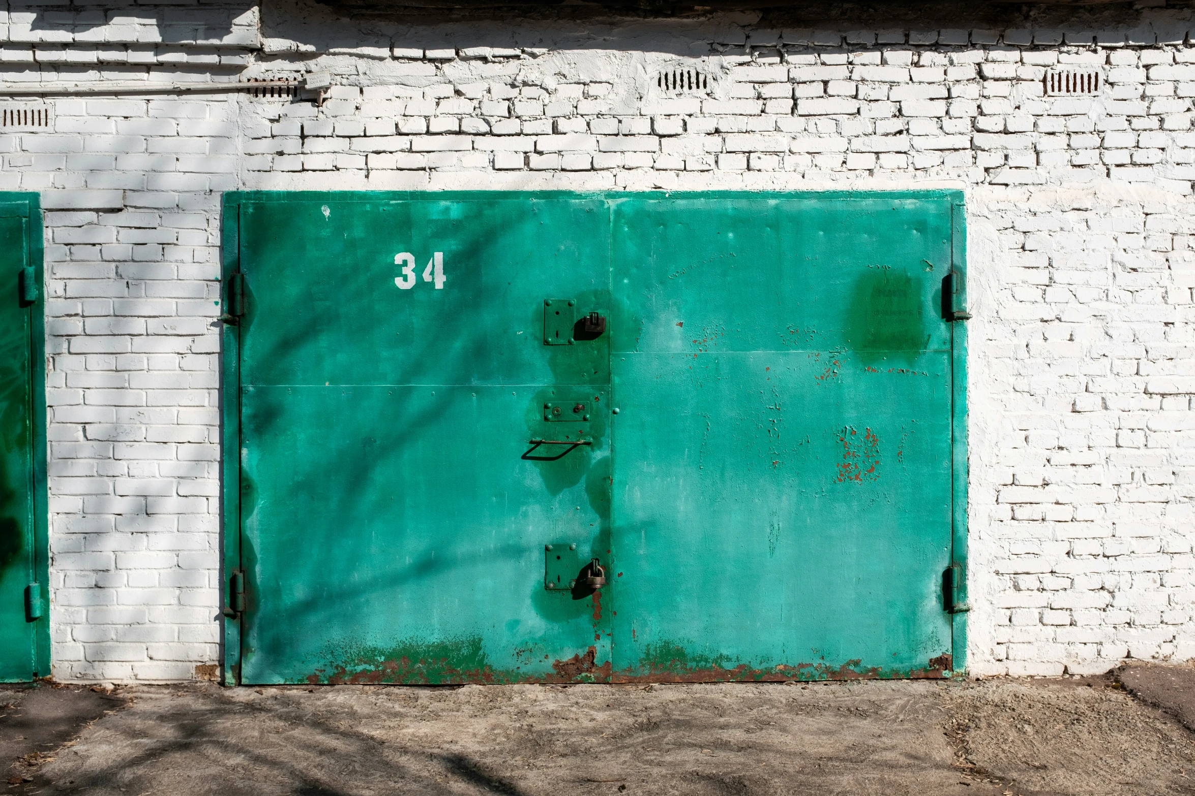 the exterior door to a building in an alley way