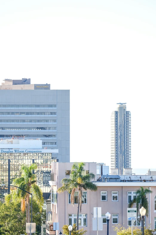 a skyline view with some buildings in the background