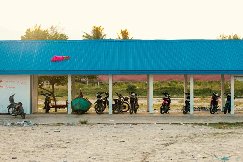 a group of motorcycles that are in a row