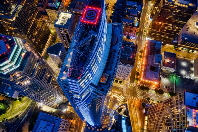 an aerial view of the london city at night