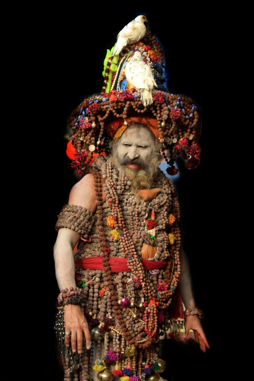 a statue of a man with beads and beads
