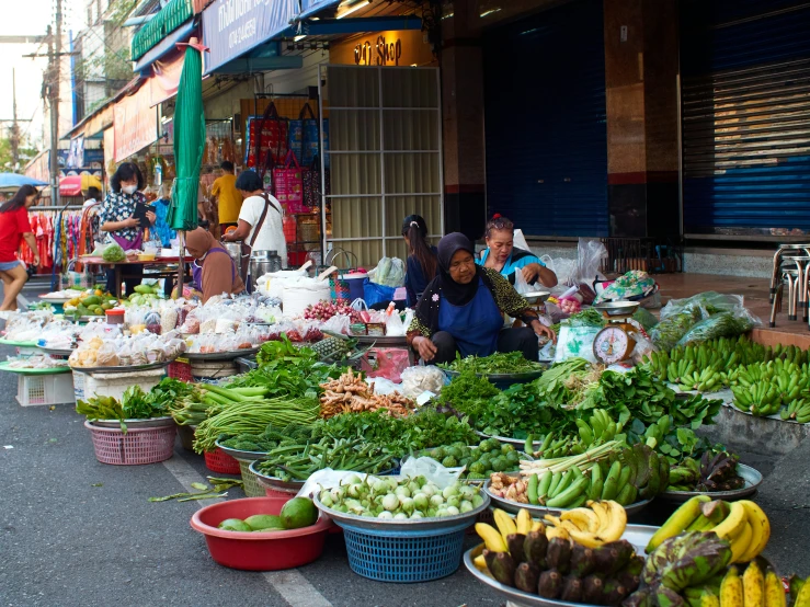 the street market is selling produce for sale