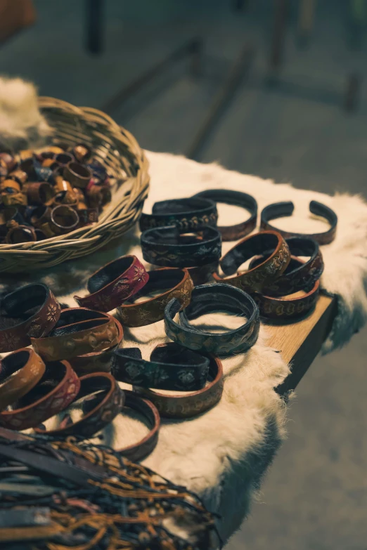 baskets and some shoes that are on a table