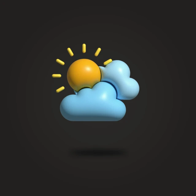 the weather icon shows two blue, yellow and orange balls