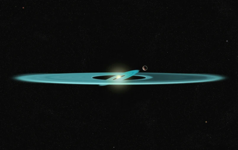 a black hole has a blue light coming out