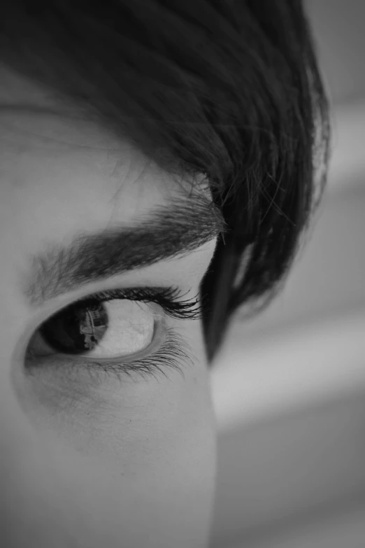 a black and white image of an eye with lashes in it