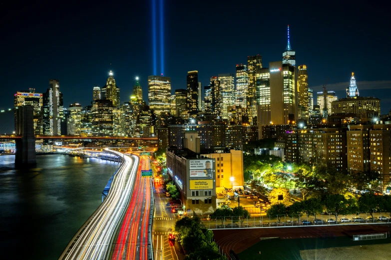 night time scene of the city and its lights