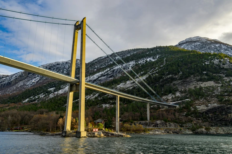 a view of an overpass bridge from the water