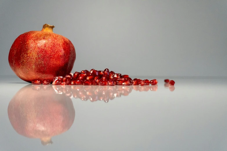 the pomegranate is still lying on the table