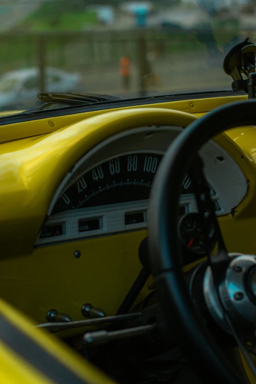 the dashboard and dashboard ons in the back seat of an old car