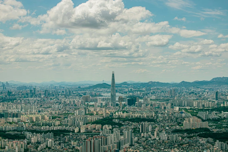 a large city with buildings and sky scrs