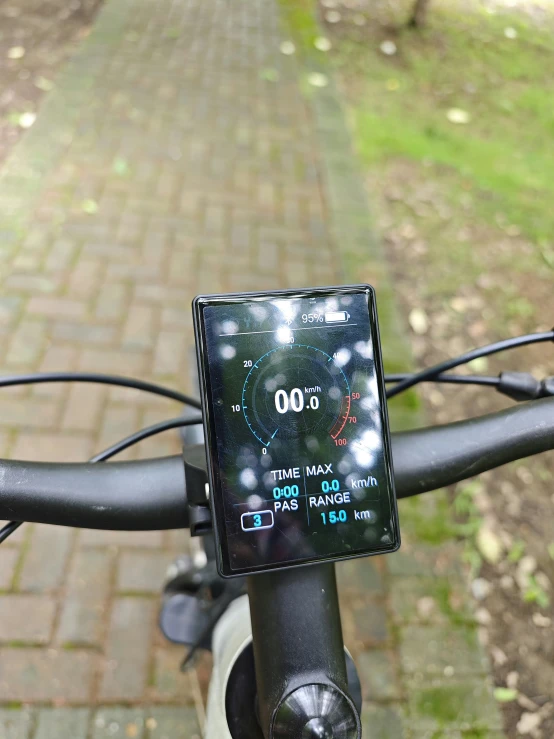 the touch panel on a bicycle is displayed