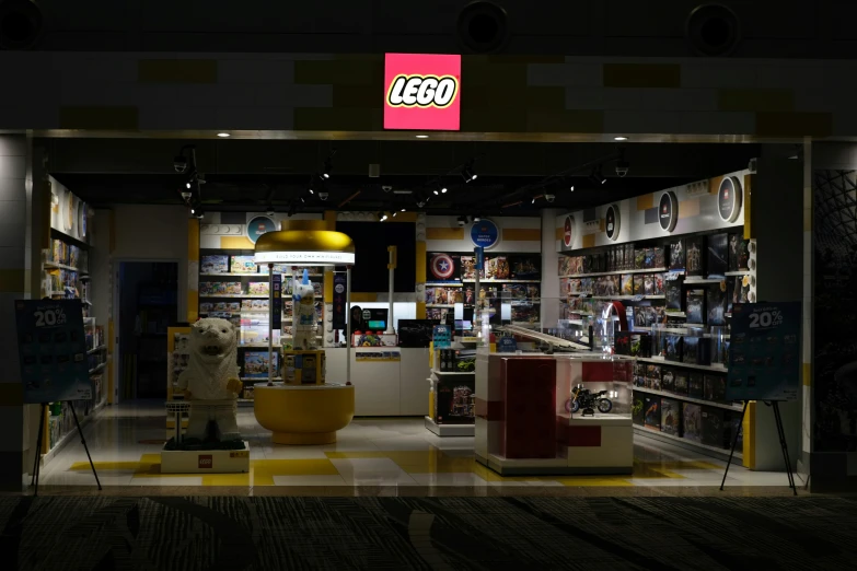 a large lego store that has a large display