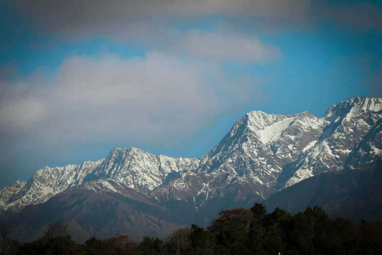 a beautiful view of the mountains covered in snow