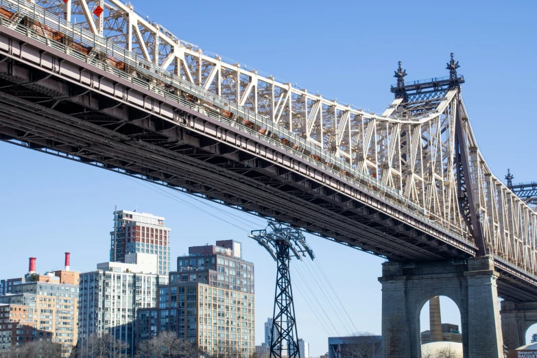 a bridge that has lots of tall buildings