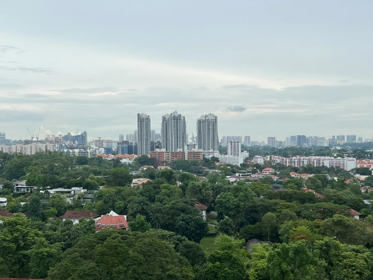 the view over a city from the top of a hill