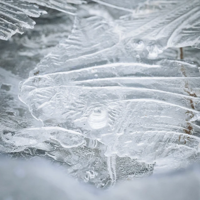 view of the icy surface of water from above